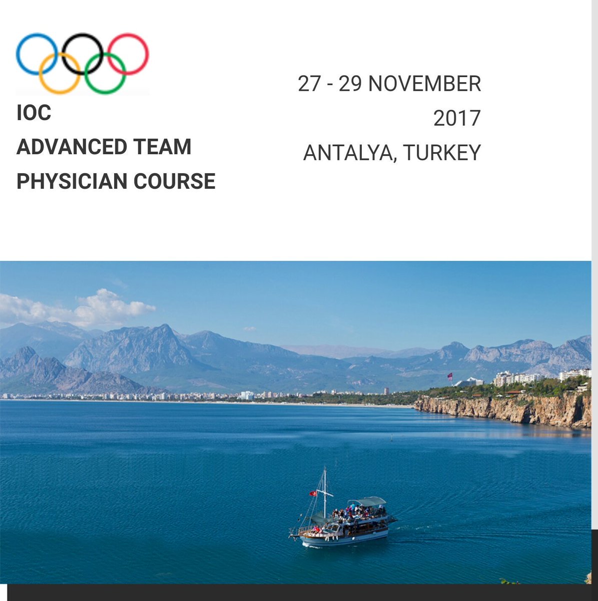 IOCprevConf's tweet photo. Registrations for #IOC #ATPC2017 is now open!
Visit https://t.co/bah6BCbAOj
#IOCprev2017 #SportsMedicine #CPD #Turkey https://t.co/oE2pvl94Vq