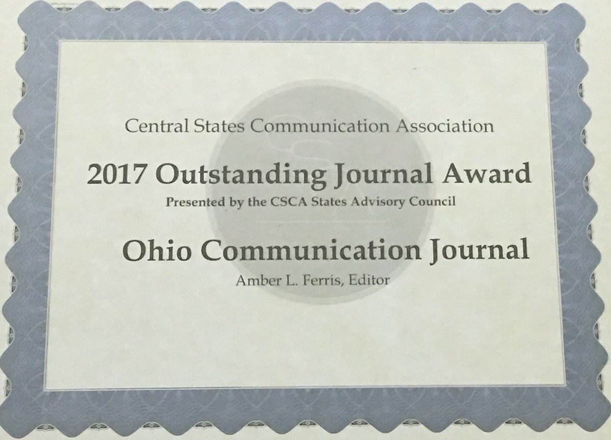 OhioCommAssoc's tweet image. #tbt To that time received the Outstanding Journal Award at #csca17! Congrats (again) to our editors! #awardwinning #academicjournal