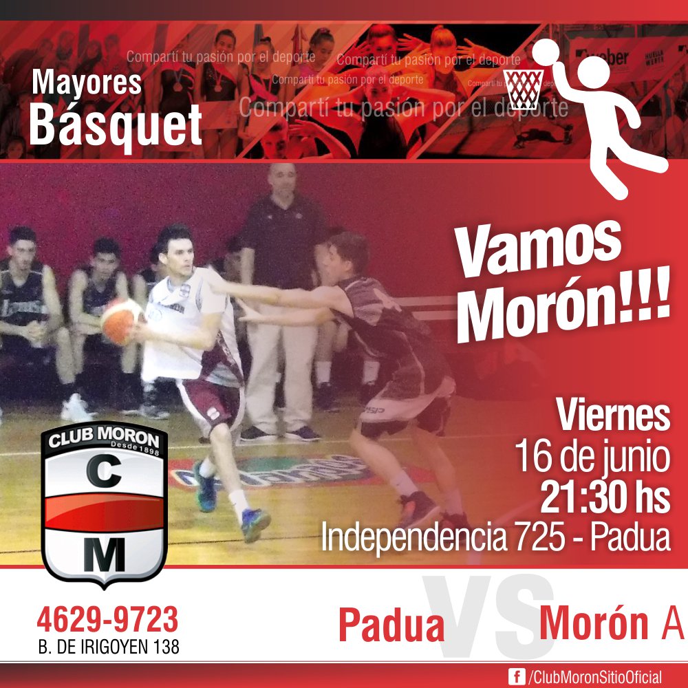 Nos enfrentamos a padua.
Vayamos a alentar al equipo.
#moronpositivo