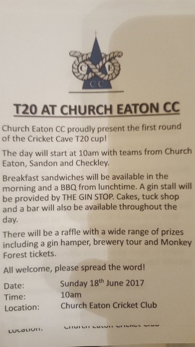churcheaton_cc's tweet image. T20 Cricket@ Church eaton cricket club.
Live music all day &amp;amp; plenty of sunshine.
Bring down the old man for a pint! 
#scorching