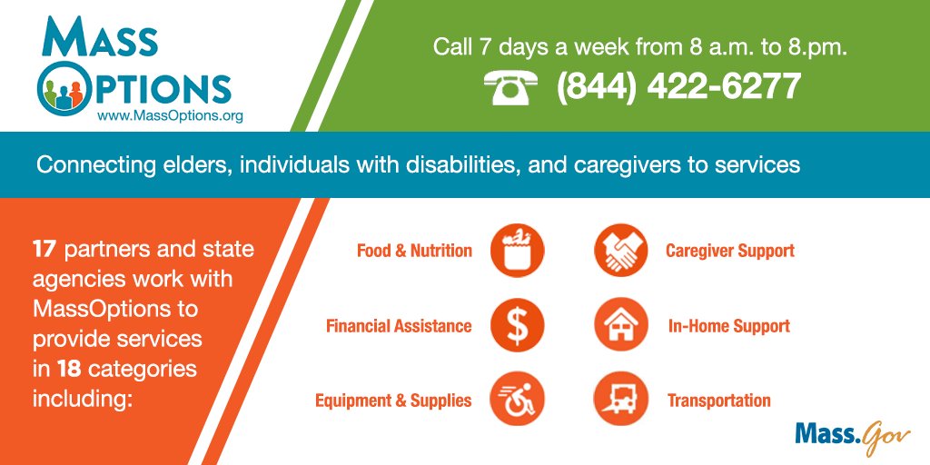 MassGov's tweet photo. #MassOptions specialists can help you find #CareServices in your area. Learn more: https://t.co/JJniRAyHwF https://t.co/piic27T163