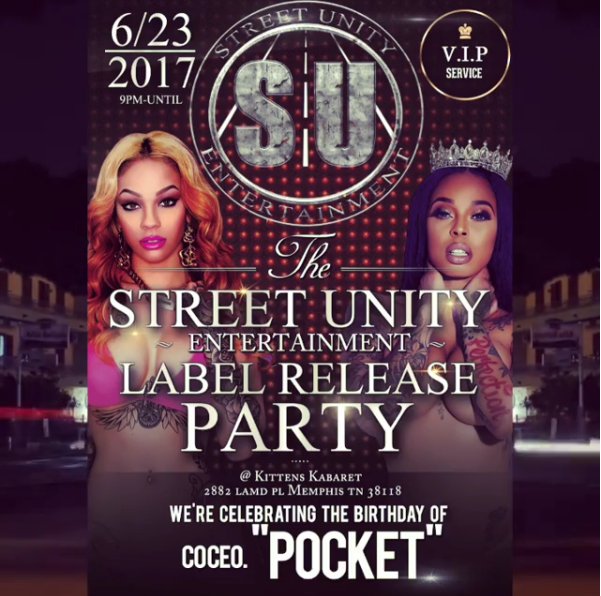 StreetUnityEnt's tweet photo. Memphis join us Friday June 23rd at @Kittens_Kabaret for the official label release party of #StreetUnityEnt and bday bash for CoCeo Pocket! https://t.co/yUZWWJRLyD