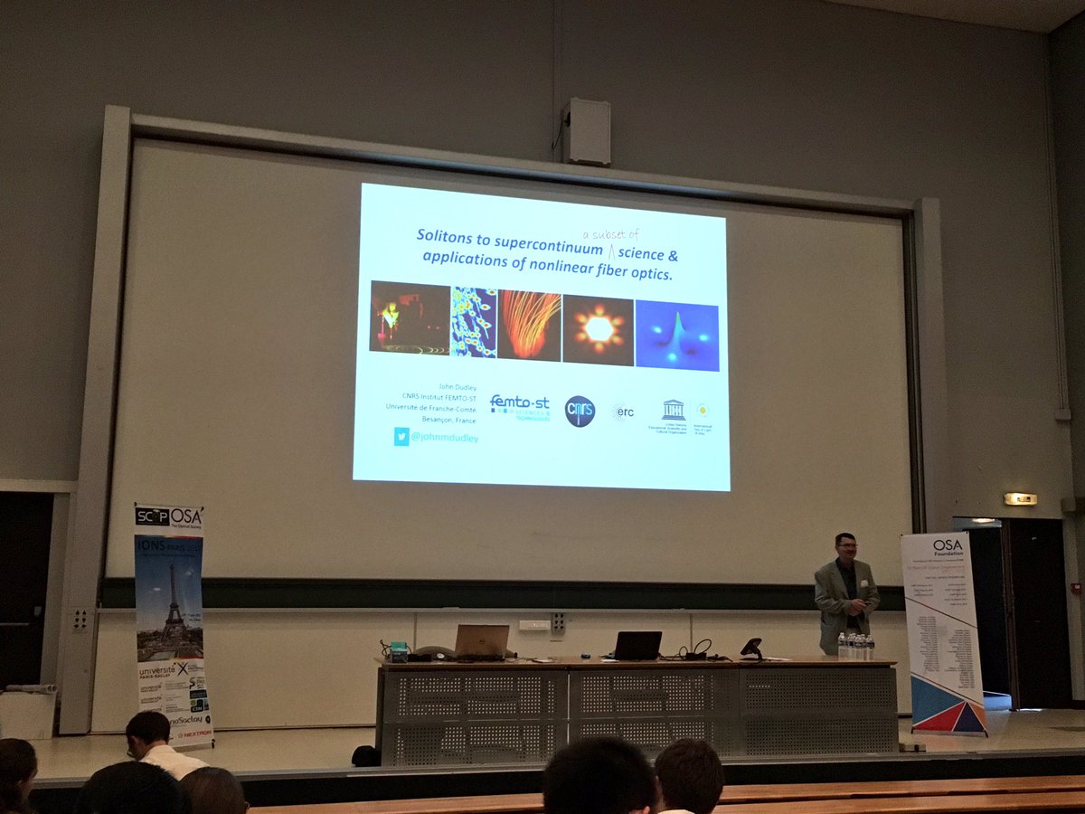 Great to meet <a href="/johnmdudley/">John Dudley</a> again at #IONSParis2017! Thanks for the interesting history &amp; overview of #solitons 〰🌊
<a href="/IONS_P17/">IONS Paris 2017</a> <a href="/OpticalSociety/">The Optical Society now Optica</a>