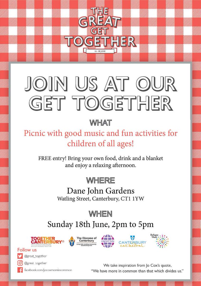 WCS will be at Dane John Gardens #Canterbury on Sunday for #Greatgettogether #Refugeeweek 2- 5pm <a href="/diocantrefugee/">diocantrefugee</a>