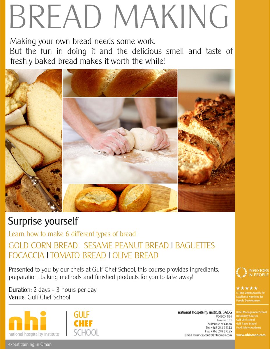 hospioman's tweet image. Register for Bread Making on July 15 &amp;amp; 22 at 9am-12pm. Learn just how easy it can be #nhiOman #nhileisurecourse #breadmakingclass
