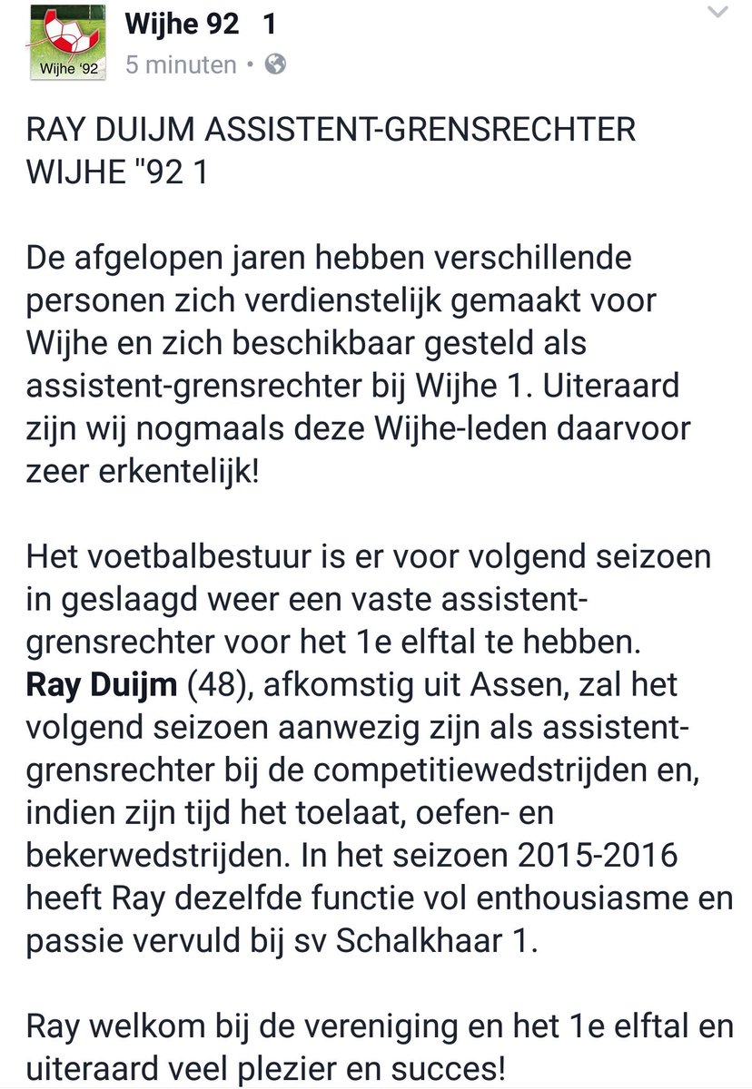 Salland_Sport's tweet photo. RAY DUIJM ASSISTENT-GRENSRECHTER WIJHE '92 1 @Wijhe92  @Wijhe92fans https://t.co/TCK8cdXxFc