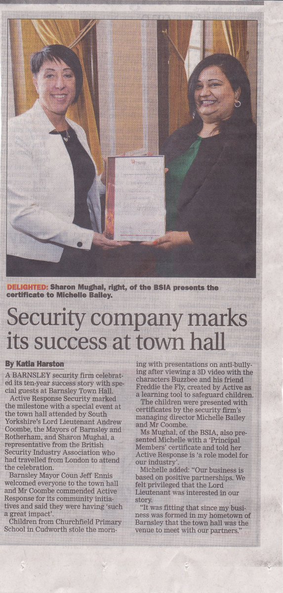 Active_Response's tweet photo. Yes, thats us on page 16 of todays @ChronOnline A very Happy Day for us. #barnsleyisbrill #uksopro @brchamberuk @LisaPogson @churchfieldprim https://t.co/bQ1MtnUW3p
