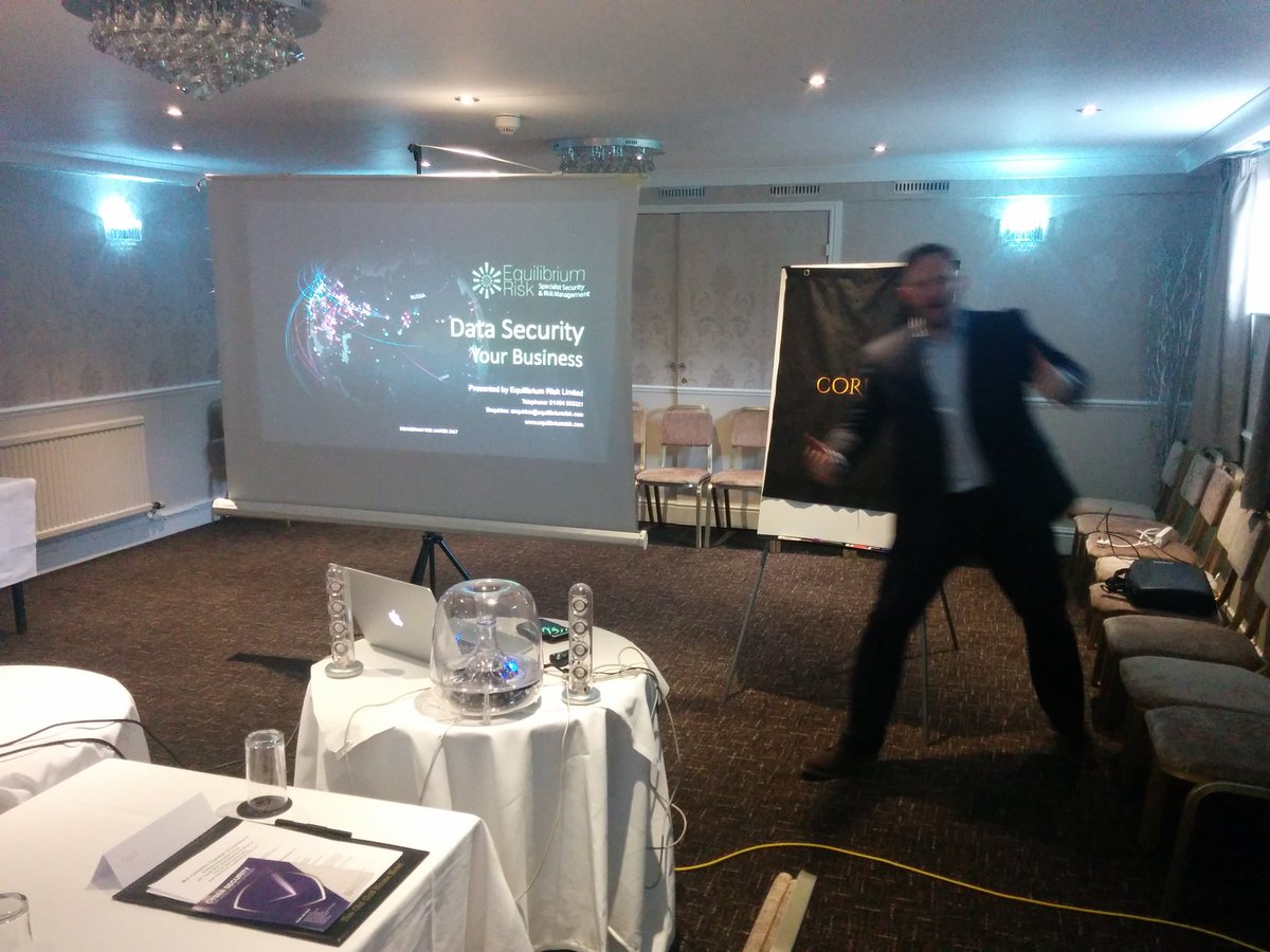 EquilibriumRisk's tweet photo. Quick, catch him while you can @JasonEQRisk preparing for the #datasecurity business forum with @MidYorksChamber  @OldGolfHouse https://t.co/yJF1KNa6Gn