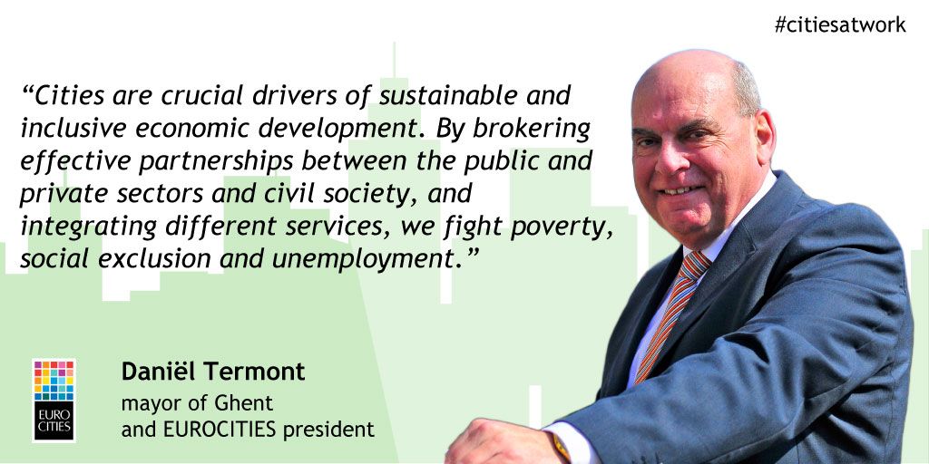 EUROCITIES's tweet photo. Have you been following our #citiesatwork facts? Today @EUROCITIEStweet is discussing work & social inclusion in our cities /AG https://t.co/RWMpD338X9