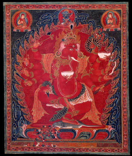 #Mahāraktaganapati of #Tibetan #Buddism is considered emanation of #Chenrezig or #Avalokitesvara in #Sakya school; protects sadhaks.