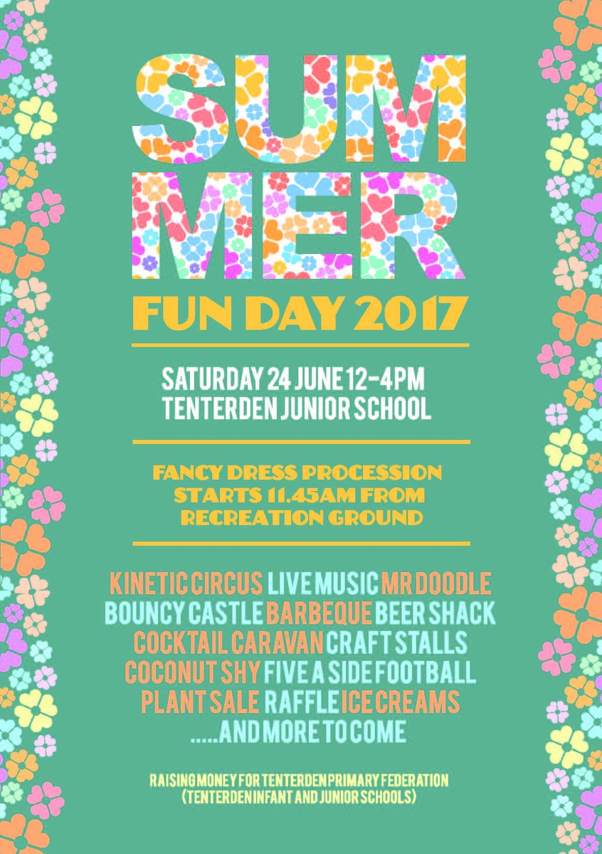 Roll up Roll up ... it's tomorrow ! Tenterden Primary Federation Summer Fun Day mytenterden.co.uk/Events/tenterd… all welcome