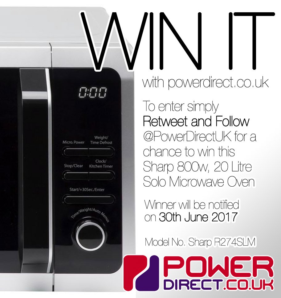 PowerDirectUK's tweet image. #FreebieFriday! Enter our #Free to Enter #Competition #Giveaway for a Chance to #Win a Sharp Microwave Oven. #RT &amp;amp; #Follow @PowerDirectUK