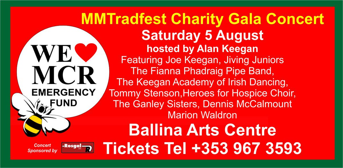 MayoManchester (@mayomanchester) on Twitter photo Last week to get your Early Bird discounted tickets for #MMTradfest Charity Gala Concert on Sat 5 Aug <a href="/ballinaartscent/">ballinaartscentre</a> offer finishes 1 July Last week to get your Early Bird discounted tickets for #MMTradfest Charity Gala Concert on Sat 5 Aug <a href="/ballinaartscent/">ballinaartscentre</a> offer finishes 1 July