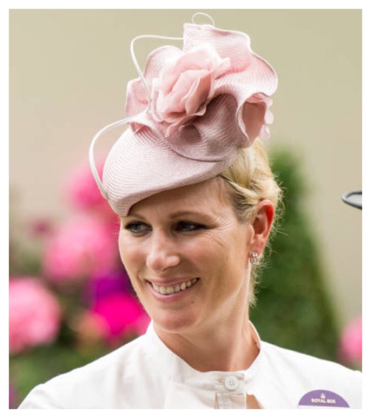 Zara Tindall attends Ladies Day at Royal Ascot.Looking beautiful in a soft pink bespoke version of our Rose Quill Percher💕🌸🐎