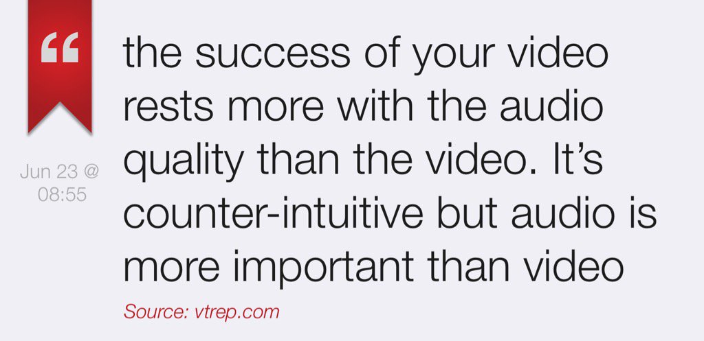 Wise words about audio when recording video. vtrep.com/audio-is-more-… #mojo