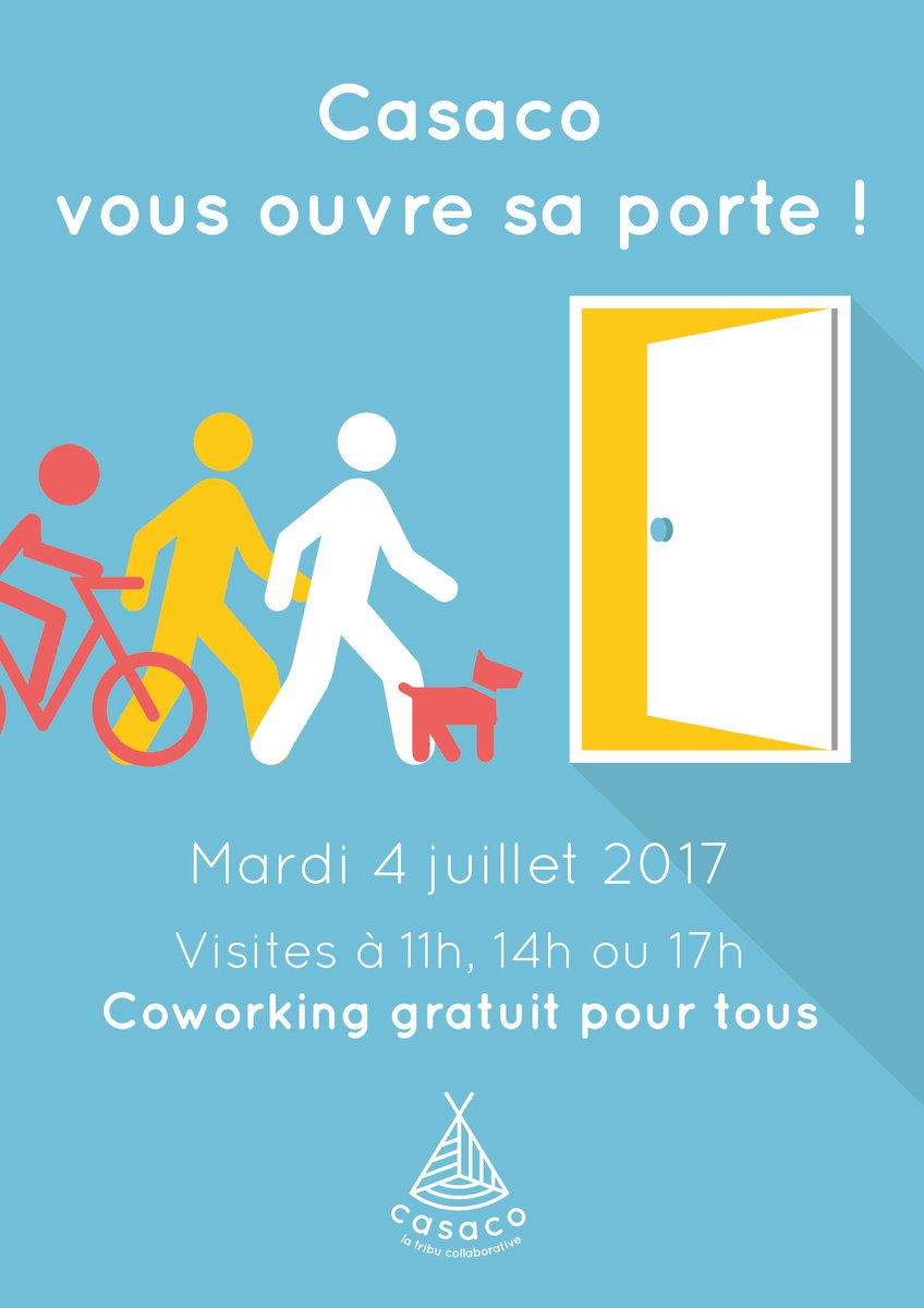casacowork's tweet photo. [Portes Ouvertes] 4 juillet : visite de l'espace, rencontre avec la Tribu, coworking gratuit, déjeuner animé > venez découvrir @casacowork https://t.co/I4Hg6NKA6L