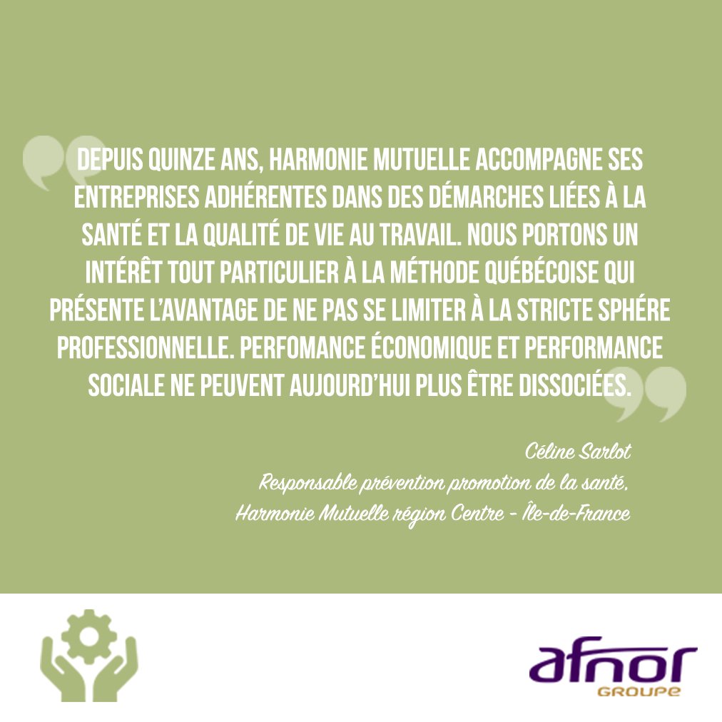 AFNOR's tweet photo. #Santé en entreprise : @hmutuelle soutient le déploiement de la méthode québécoise - https://t.co/Zaqs9FkS2A #QVTLoiret #bienêtre https://t.co/Ww6KarjGbV