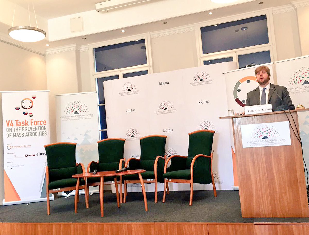 BudapestCentre's tweet photo. Professor @enzolefevre, our director of research, presents @V4TaskForce report: capabilities of Visegrad group in preventing extremism https://t.co/4oHsAyPwjE