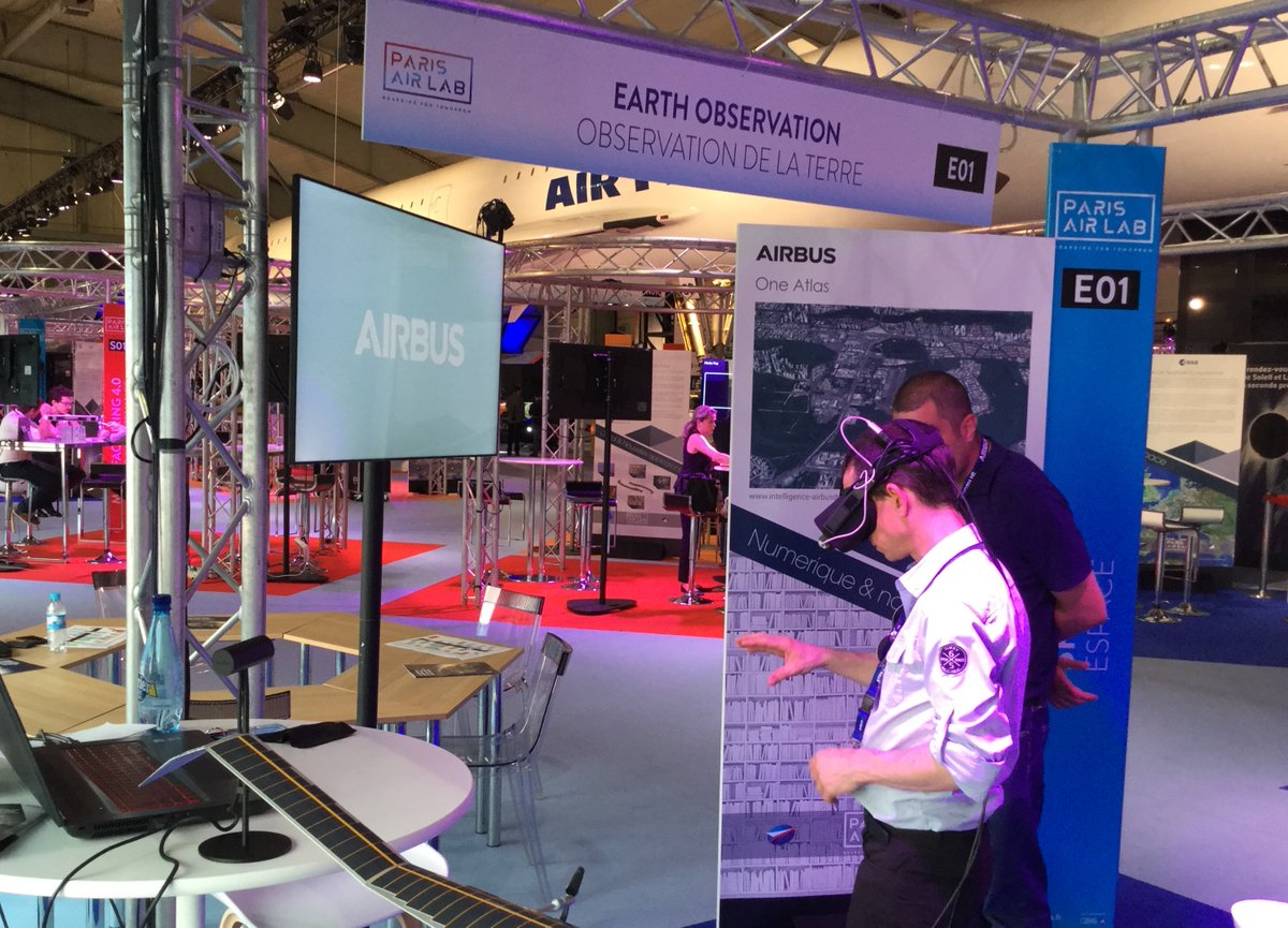 AirbusSpace's tweet photo. At #ParisAirLab, big success of PixelFactory Neo demos with #Oculus, the next gen software for #EarthObservation 3D data production #PAS17 https://t.co/kLUYjx0vaC