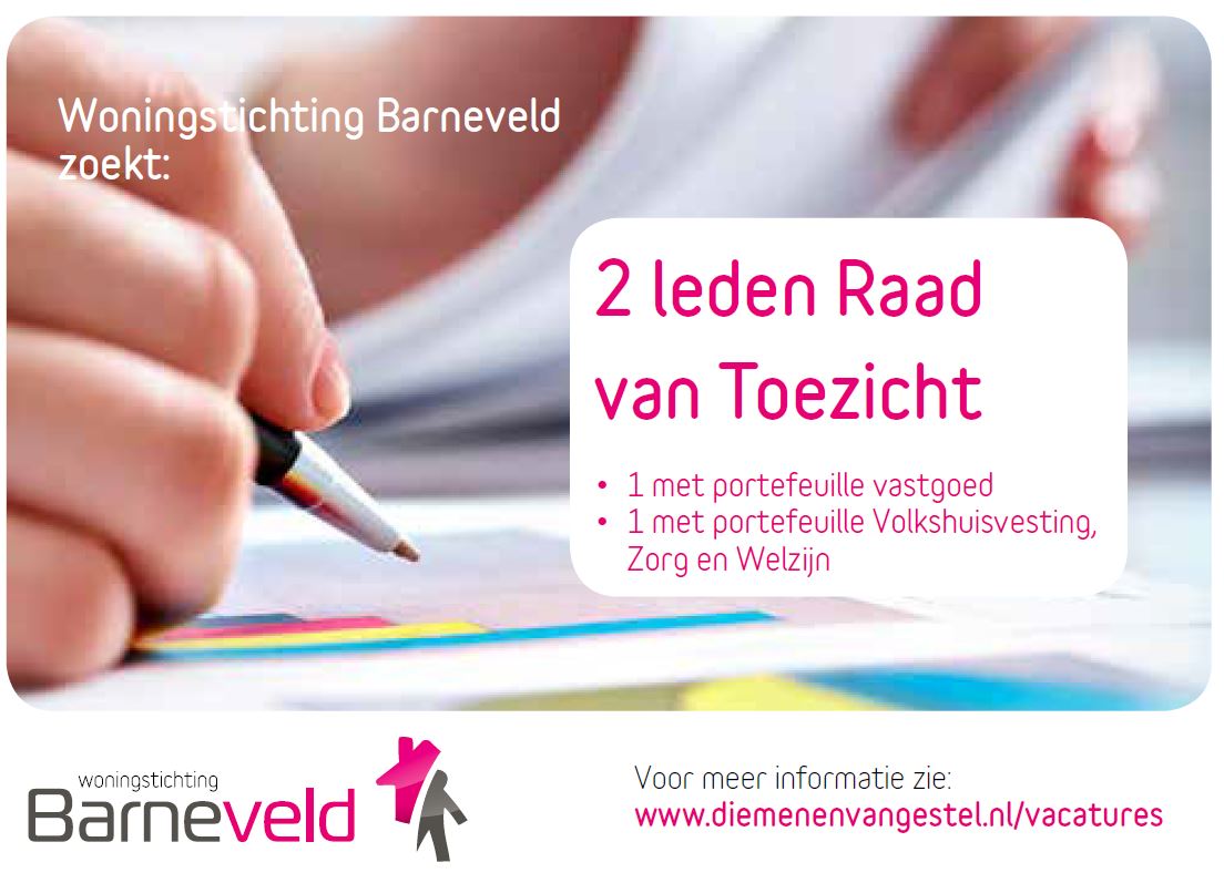 Wij zoeken 2 leden Raad van Toezicht ogv Vastgoed/Projectontwikkeling en Volkshuisvesting/Zorg/Welzijn. Meer info: ow.ly/DtTr30cPw27