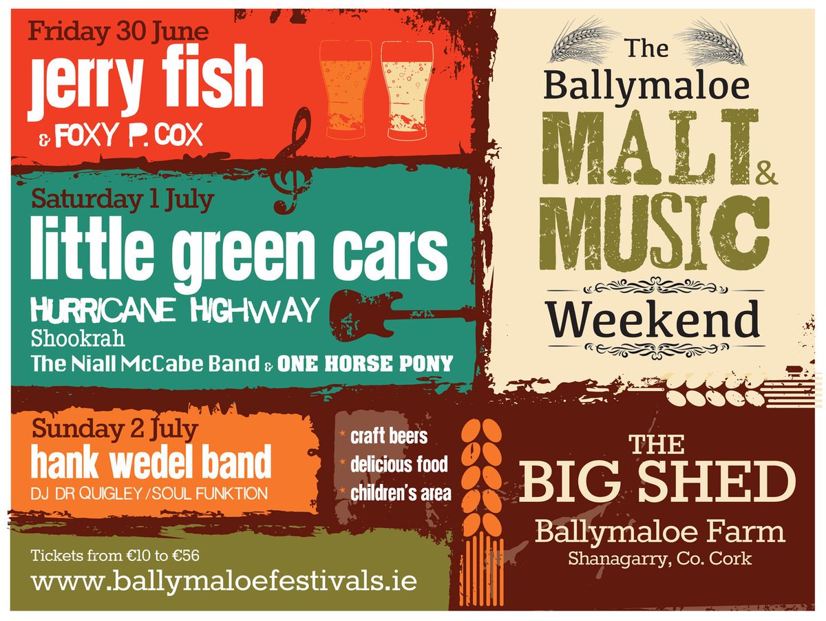 The #Malt &amp; the #Music begin one week from today! #BallymaloeFestivals  Grab your tix [starting at just €10] here: bit.ly/2qrdnfl