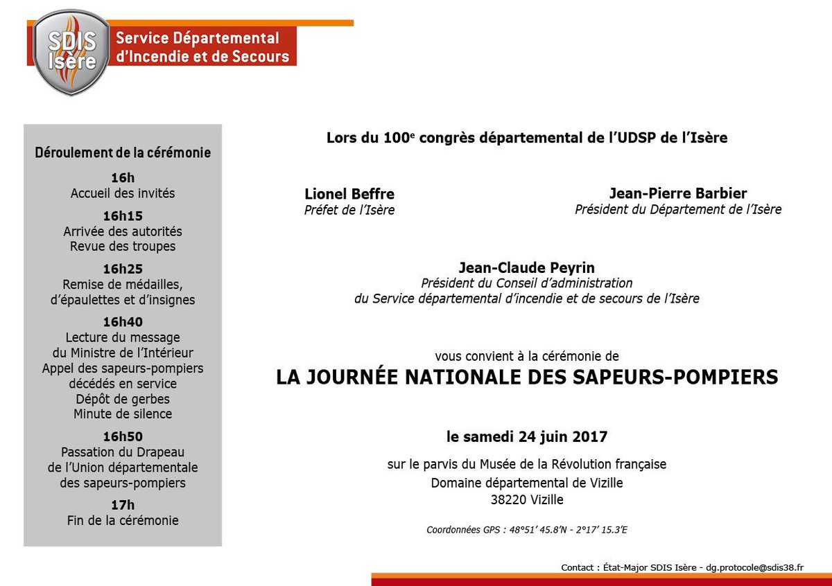 sdis38's tweet photo. Venez nombreux à la #JNSP samedi 24 juin au @DomaineVizille , dans le cadre du 100e congrès Départemental de l'#UDSP38 . https://t.co/S7AHSkTvY1