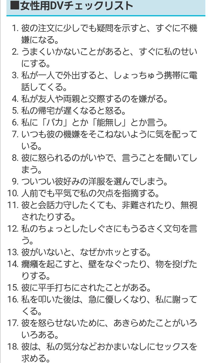 Cobalt 10 21 23 Tohoku あなたが女性で1つでも当てはまればｄｖ 被害者です あなたが男性で1つでも当てはまればｄｖ加害者です これって男女入れ替えて逆の立場に置き換えたら ってなったらお互いにチェック1つも当てはまらない関係ってあり得るの