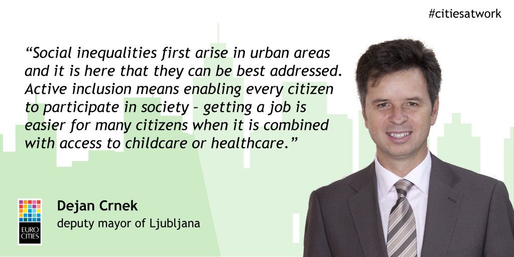 EUROCITIES's tweet photo. "Active inclusion means enabling every citizen to participate in society" https://t.co/hysZDYjRlx
#SocialEurope #Citiesatwork https://t.co/pCmnUfHqw7