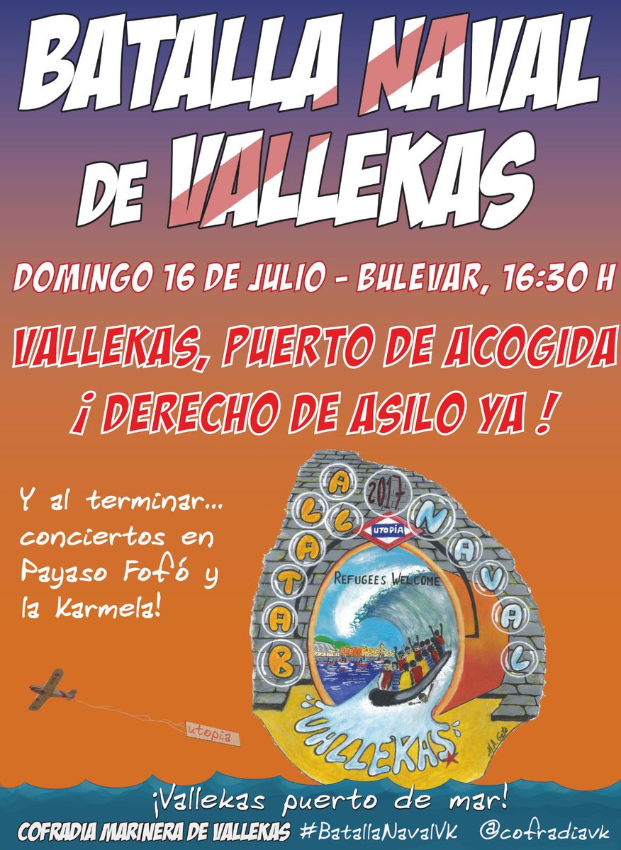 cofradiavk's tweet photo. La Batalla Naval 2017 ya esta aki! Domingo 16 Julio!Estais preparados? AGUA AGUA AGUA. #Batallavk17 #RefugeesWelcome https://t.co/x1u2oaMtHv