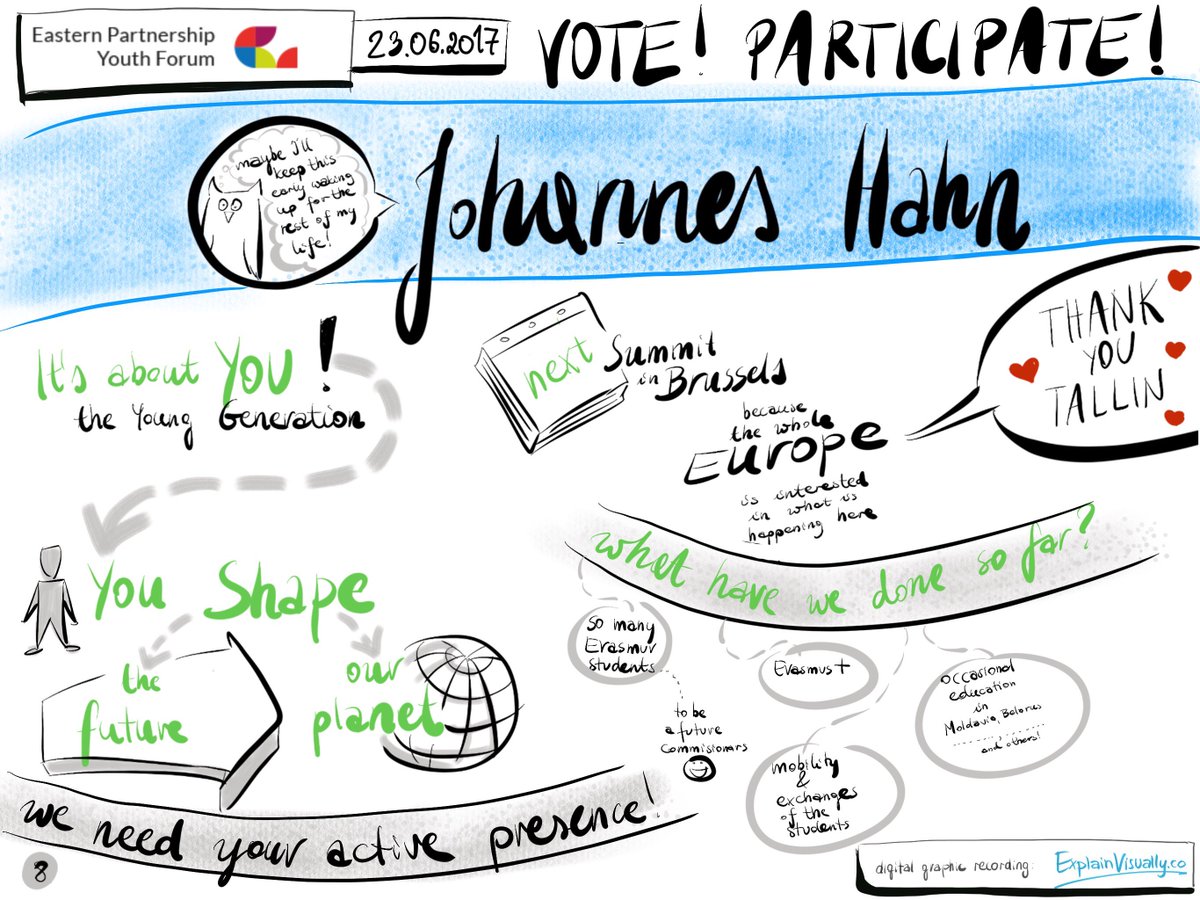 Graphic records from morning plenary sessions w/ <a href="/JHahnEU/">Johannes Hahn</a> Enjoy, like, share #EaPYouthForum #EaPYouth #strongertogether
