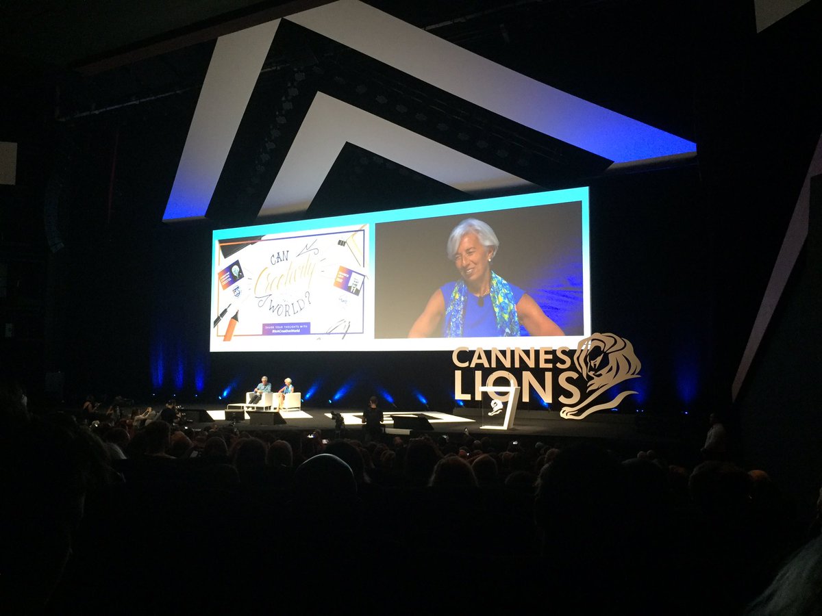 Alexclegg9's tweet photo. Christine Lagarde and Maurice Levy: Can Creativity Change The World? #canneslions2017 https://t.co/6f2tBcZtQW