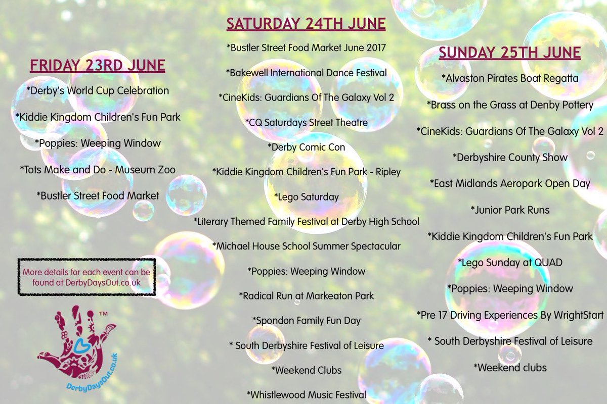 DerbyDaysOut's tweet image. Wowzer! All of this happening across our glorious county of #Derbyshire this weekend! More details at DerbyDaysOut.co.uk 😊 #familyfun
