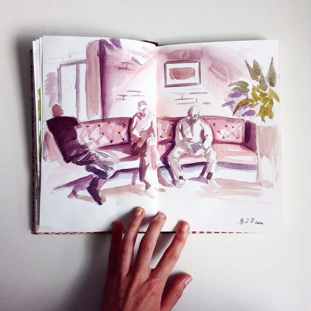 izlesou's tweet photo. 9 am in the surgery #sketch #sketchbook #watercolour https://t.co/JyIDwKlCWr