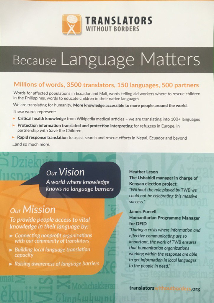atlastranslate's tweet image. #TranslatorsWithoutBorders This is a wonderful organisation who rely on the good work of #translators gratis!