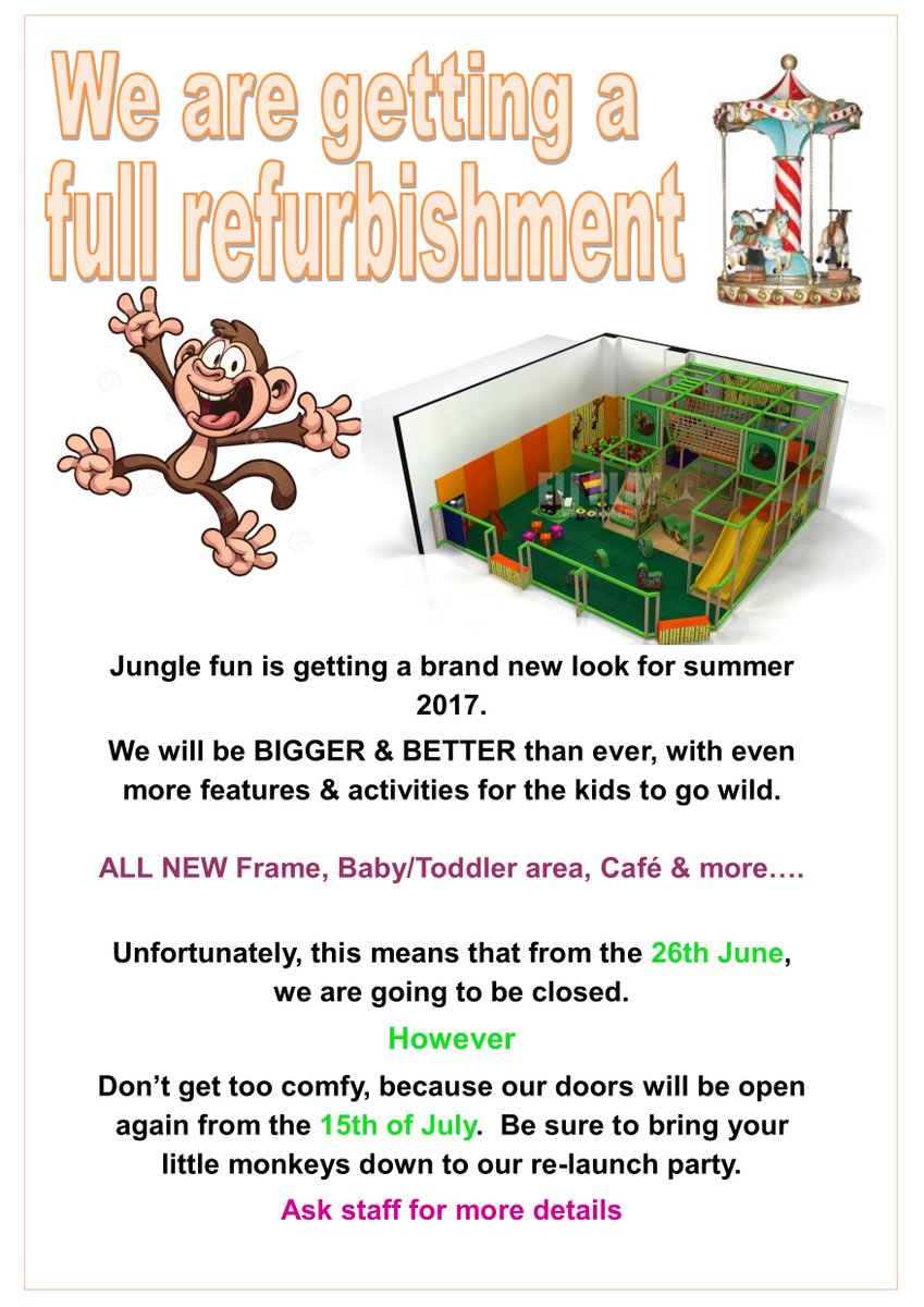 Don't forget we close on Sunday and open on 15th July for our fantastic refurbishment .Pop down and see how the old JF looks one last time!