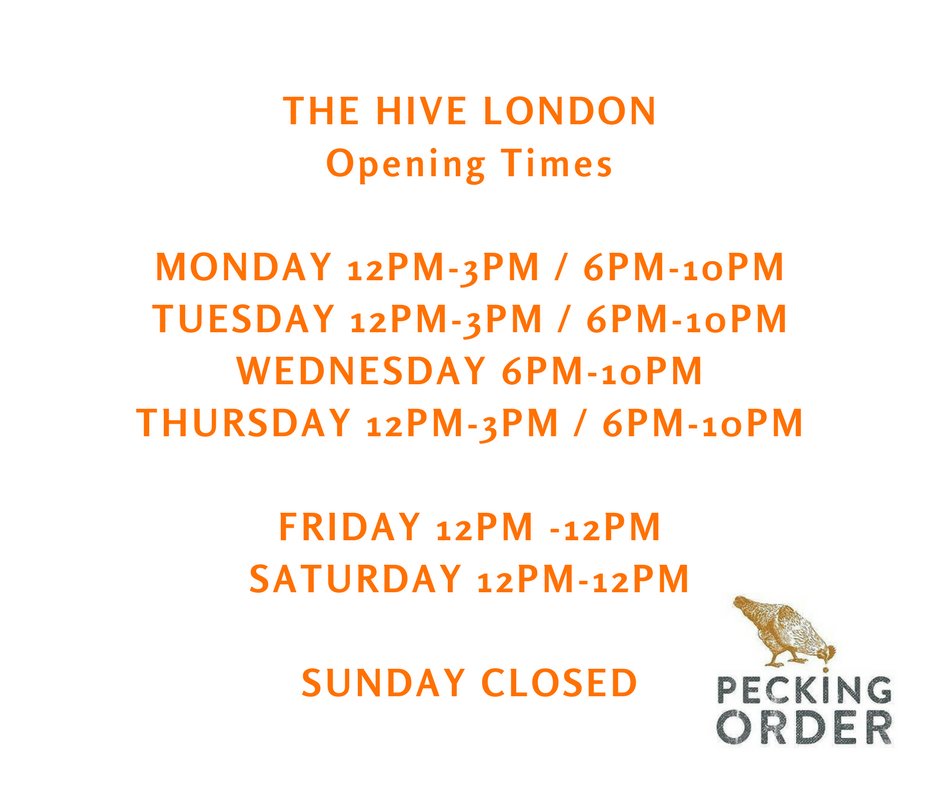 NEW OPENING TIMES for our  restaurant at The Hive. Book your table with us here > bit.ly/2pwKVrK #london #restaurant