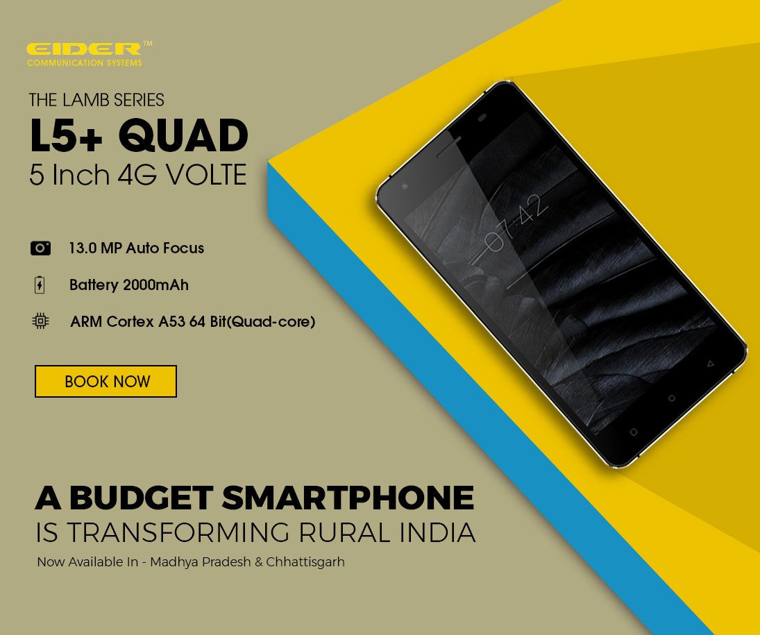 eiderindia's tweet photo. Book EIDER L5+ QUAD smartphone launched with new features and specifications.https://t.co/paoADBzgGf

#EiderL5PlusQuad #EiderSmartphone https://t.co/l3LvdpxASI
