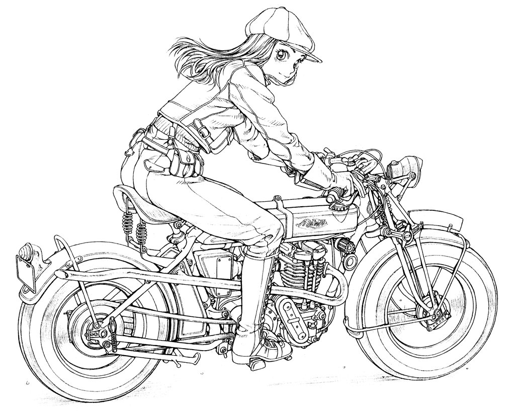 タカシッシシモ V Twitter K Mihoto 近未来お色気ポリス漫画に関係の無い レトロバイクのイラスト には物凄い衝撃を受けました 授業中に妄想バイクを描くようになったのもこのｶｯｺｲｲバイクの影響です エキパイ マフラー の流れるような配置が好きです Twitter