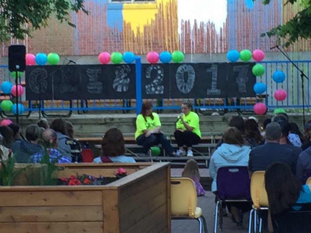 Mrs. Watson rocking with Abby to "Every Rose Has It's Thorns". Great job!!