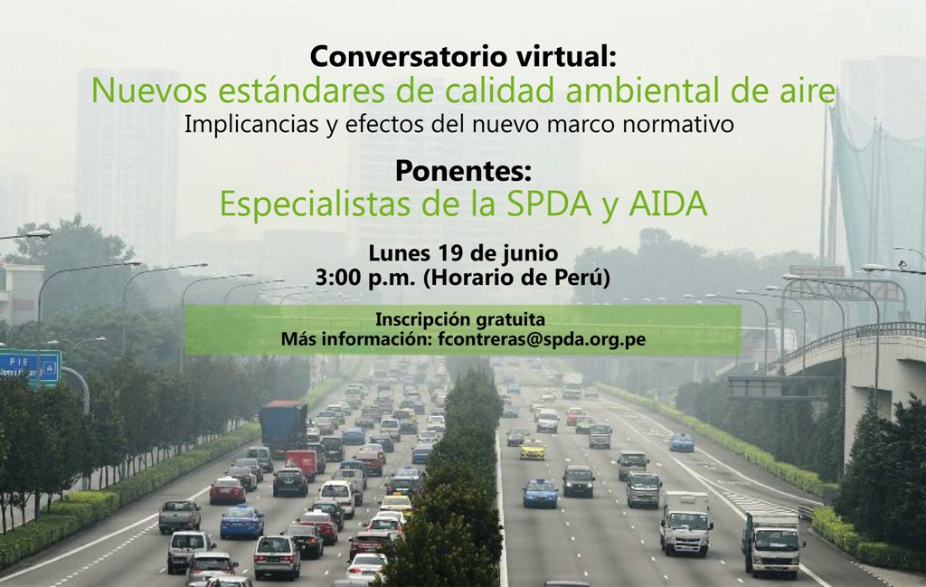 Lunes 19: Conversatorio virtual sobre nuevos estándares de calidad de aire y sus implicancias goo.gl/geb7T7