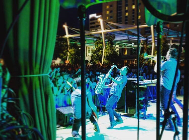 Last night in Salt Lake City w/ <a href="/SaintMotel/">SAINT MOTEL</a> ! Denver tonight! (📷: @kirra_cam) #saintmotel #sax #saxophone #saxplayer #tenorsax