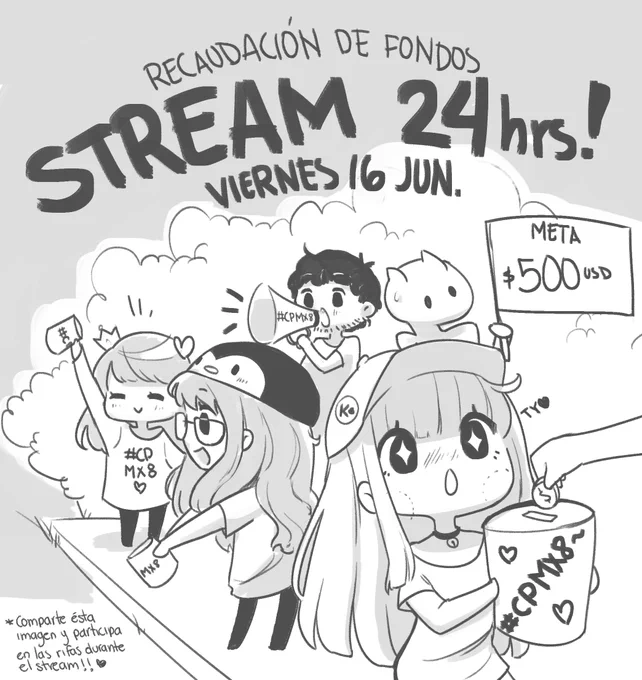 [STREAM 24 HRS] para recaudar fondos #CPMX8 
RT para participar en las rifas durante el stream ♥
+info: https://t.co/H652mas3ZA 