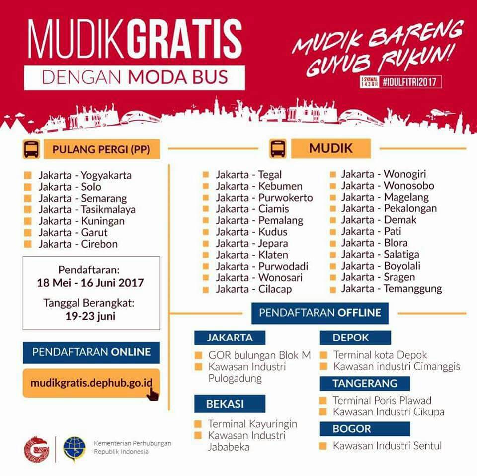 [INFO] Mudik Gratis Dengan Moda Bus 👇 <a href="/kemenhub151/">Kemenhub RI</a> cc <a href="/ganjarpranowo/">Ganjar Pranowo</a> #kemalajateng