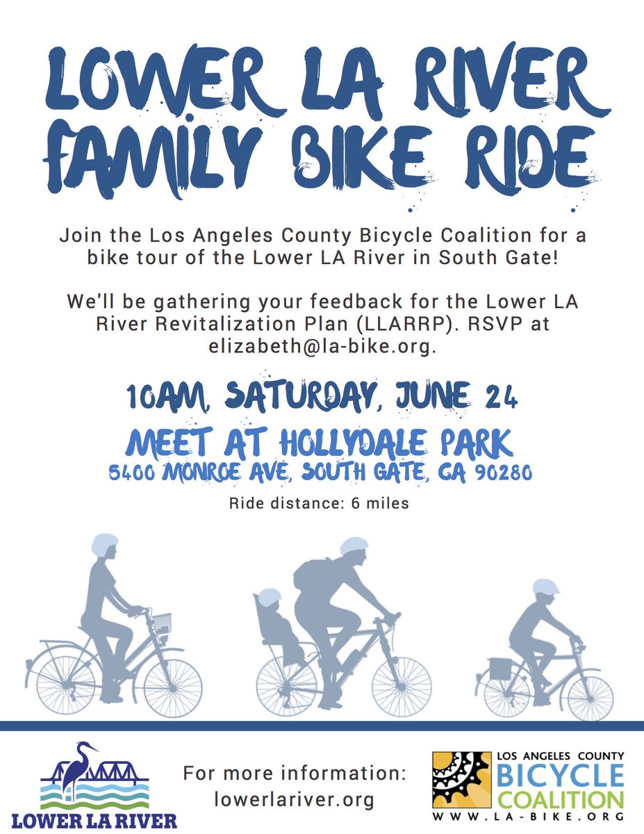 OurParksLA's tweet image. Please join @lacbc &amp;amp; the Lower L.A. River Working Group for a bike ride on Sunday 10am at Hollydale Park in South Gate.