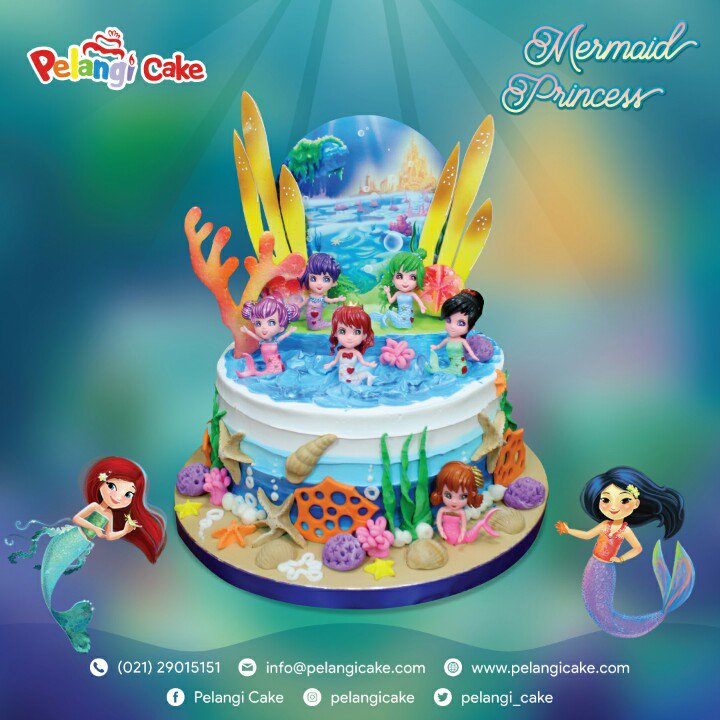 pelangi_cake's tweet photo. Let us sweeten your little girl's special day with this new Mermaid Princess cake design. Order now and get special discount! #pelangicake https://t.co/qNi6eDwueL