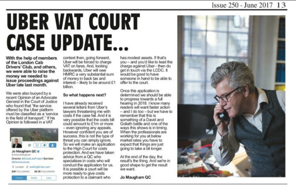 GoodLawProject's tweet photo. An update from @The_LCDC's Badge magazine on our Uber case. Further update, we hope, next week. https://t.co/brADujSgYe