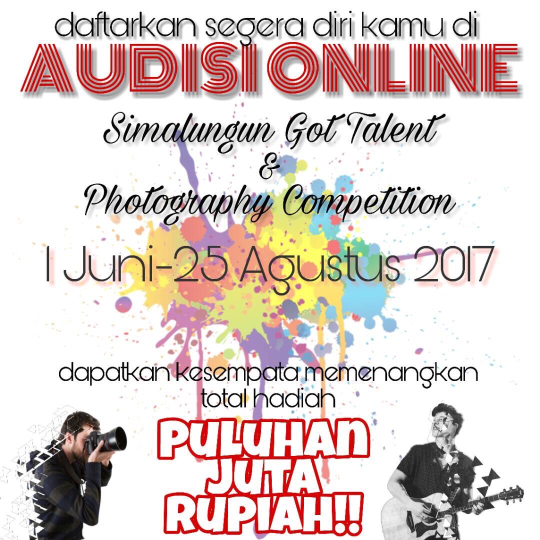 Yuk ikut audisi online menyanyi, stand up comedy, photography, etc. Periode : 1 Juni - 25 Aug 2017. Click: sinalsal.gsm-foundation.or.id NOW !!!