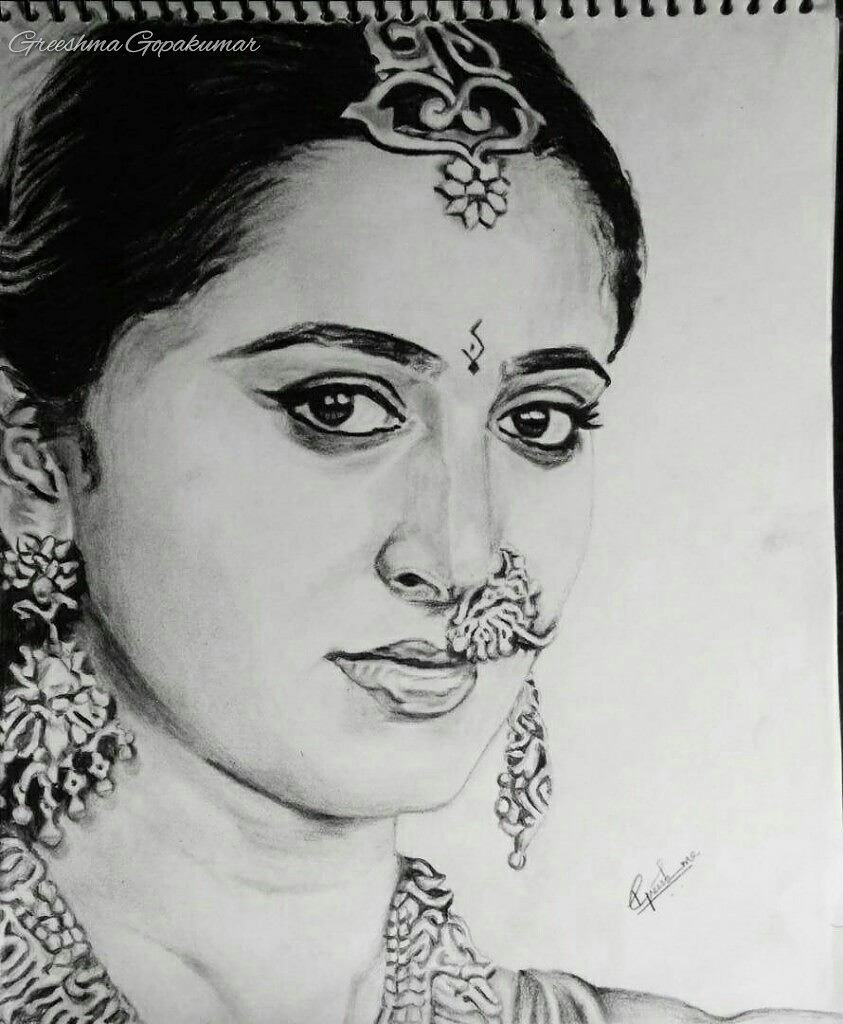 Anushka shetty drawing step by step  Bahubali Devasena painting  YouTube