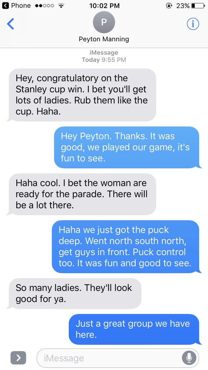 heatdaddy69420's tweet photo. If you didn't know, Peyton Manning texted Sid to congratulate him and the leaked text is unreal. This is hilarious https://t.co/WuSlHQSg8o