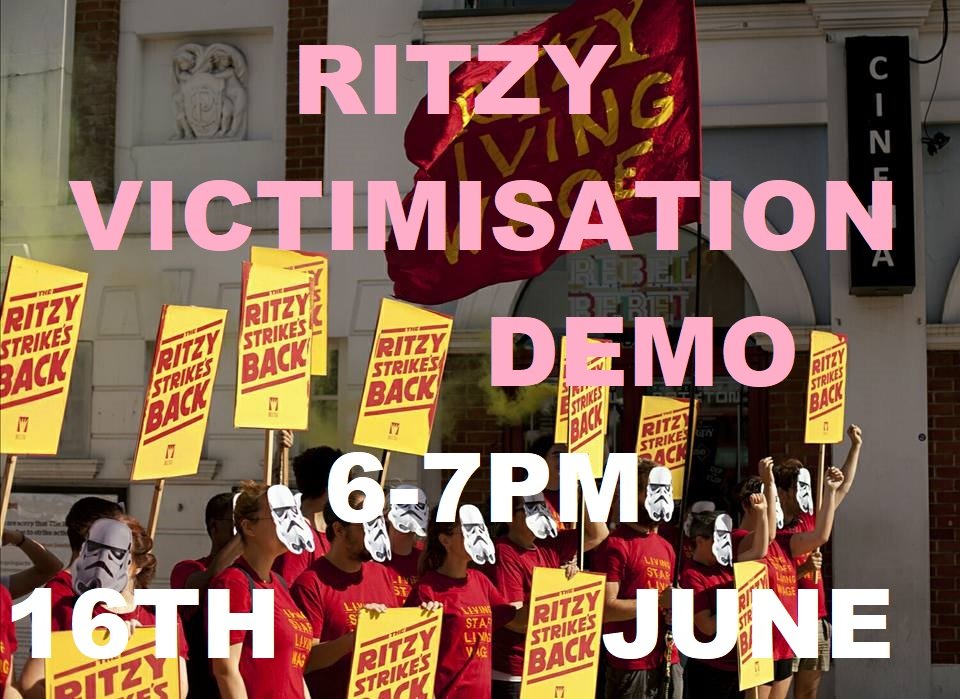 RitzyLivingWage's tweet photo. TONIGHT outside the Ritzy Cinema 6-7pm @OwenJones84 confirmed speaker with lots of support expected #REINSTATERITZYREPS #LSLW https://t.co/hKH7hep3sr